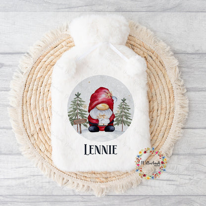 Personalised Hot Water Bottle l Christmas Gonk l Festive Gnome l Christmas Gift Idea l Stocking Filler l Christmas Eve Box