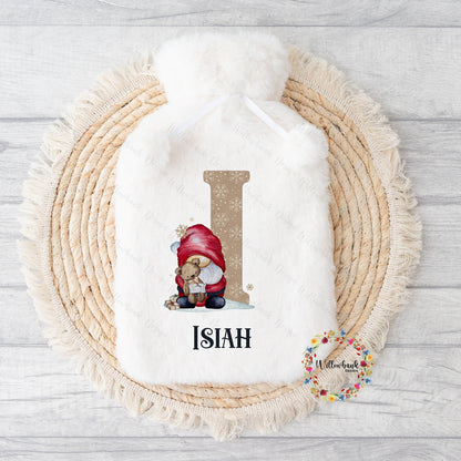 Personalised Hot Water Bottle l Christmas Gonk l Festive Gnome l Christmas Gift Idea l Stocking Filler l Christmas Eve Box