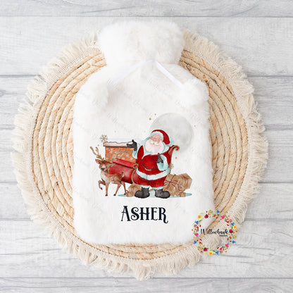 Personalised Hot Water Bottle l Santa l Father Christmas l Santa's Sleigh l Christmas Gift Idea l Stocking Filler l Christmas Eve Box