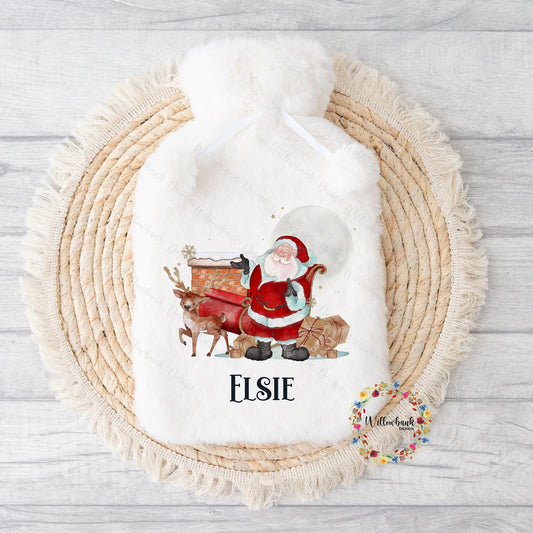 Personalised Hot Water Bottle l Santa l Father Christmas l Santa's Sleigh l Christmas Gift Idea l Stocking Filler l Christmas Eve Box