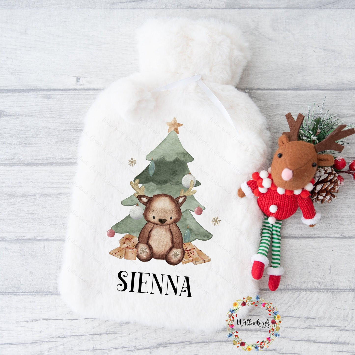 Personalised Hot Water Bottle l Santa l Father Christmas l Reindeer l Children's Christmas Gift Idea l Stocking Filler