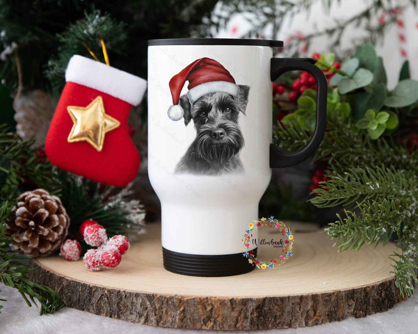 Miniature Schnauzer Travel Coffee Mug l Christmas Mug l Dog Lover Gift l Stocking Filler