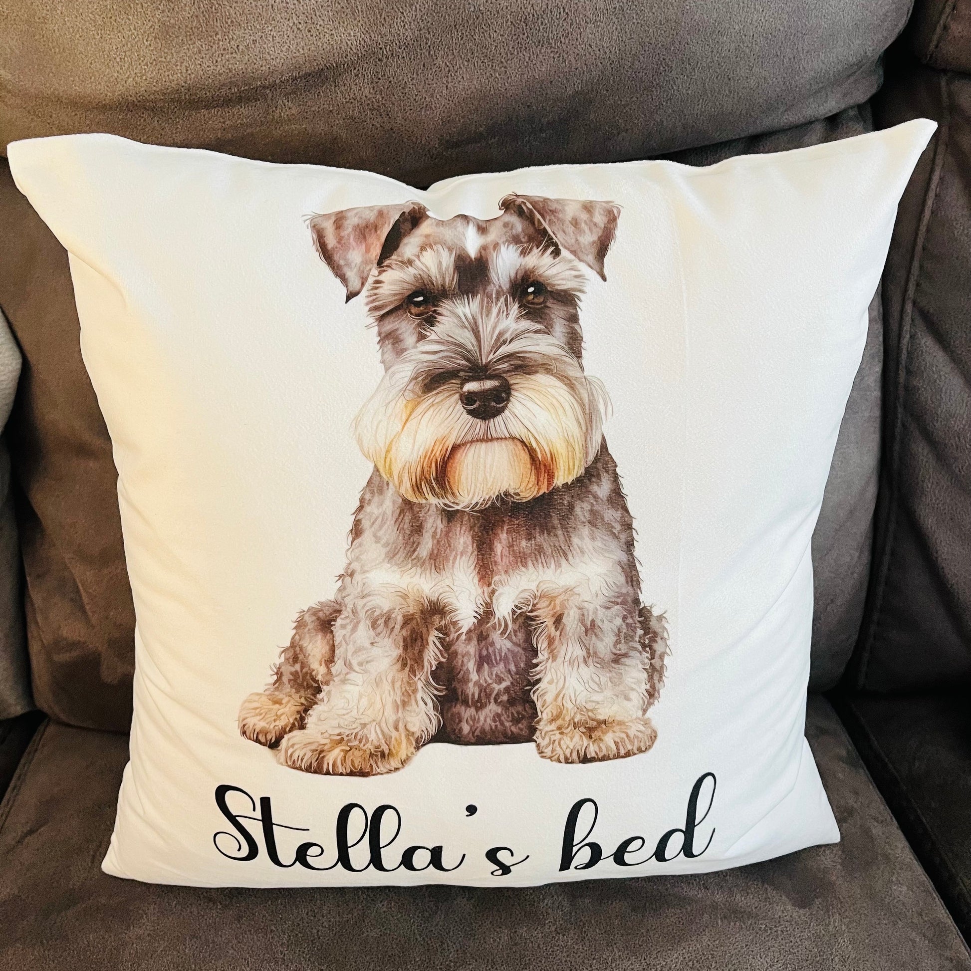 Personalised Miniature Schnauzer Cushion l Dog Lover Gift l Puppy Gift