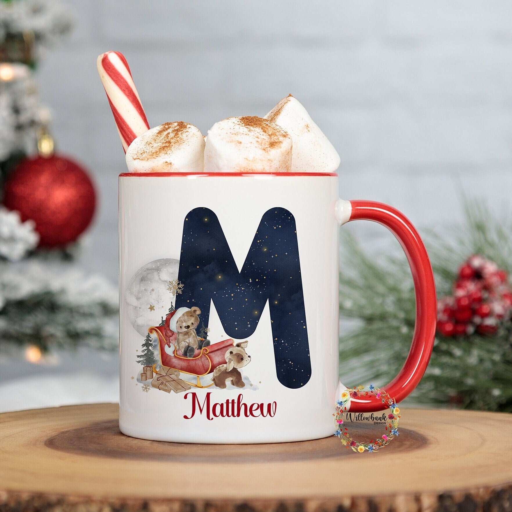 Personalised Christmas Santa Claus Sleigh 11oz Mug l Children's Christmas Mug l Hot Chocolate Mug l Christmas Eve l Stocking Filler