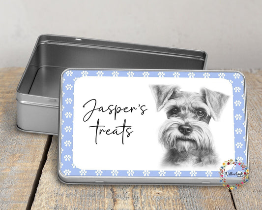 Personalised Miniature Schnauzer Dog Treat Tin l Puppy Treats l Dog Lover l New Puppy Gift l Dog Biscuit Storage