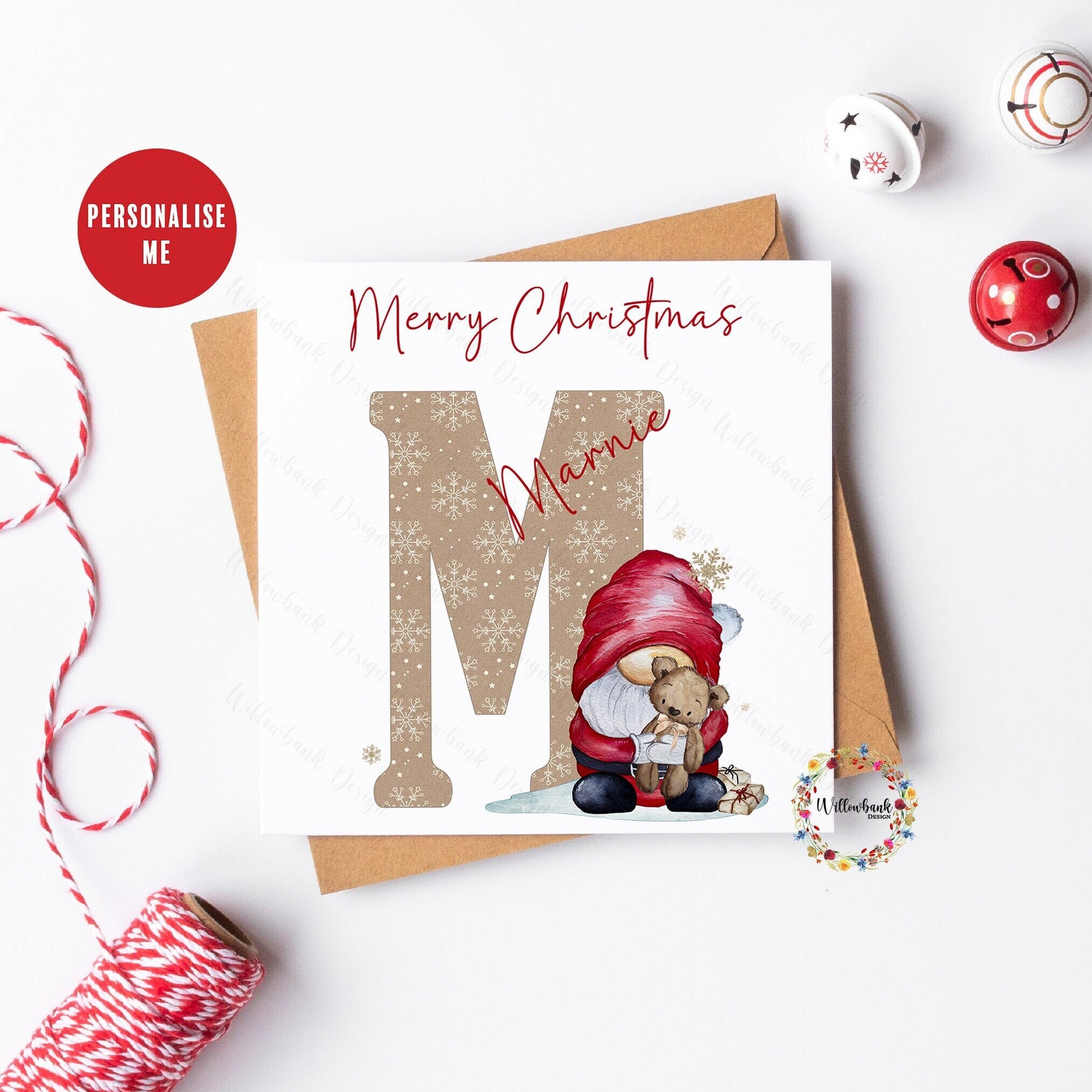 Personalised Christmas Father Christmas Gonk Card l Santa Claus l Mrs Claus l Christmas Card For Child l Card for Her / Him