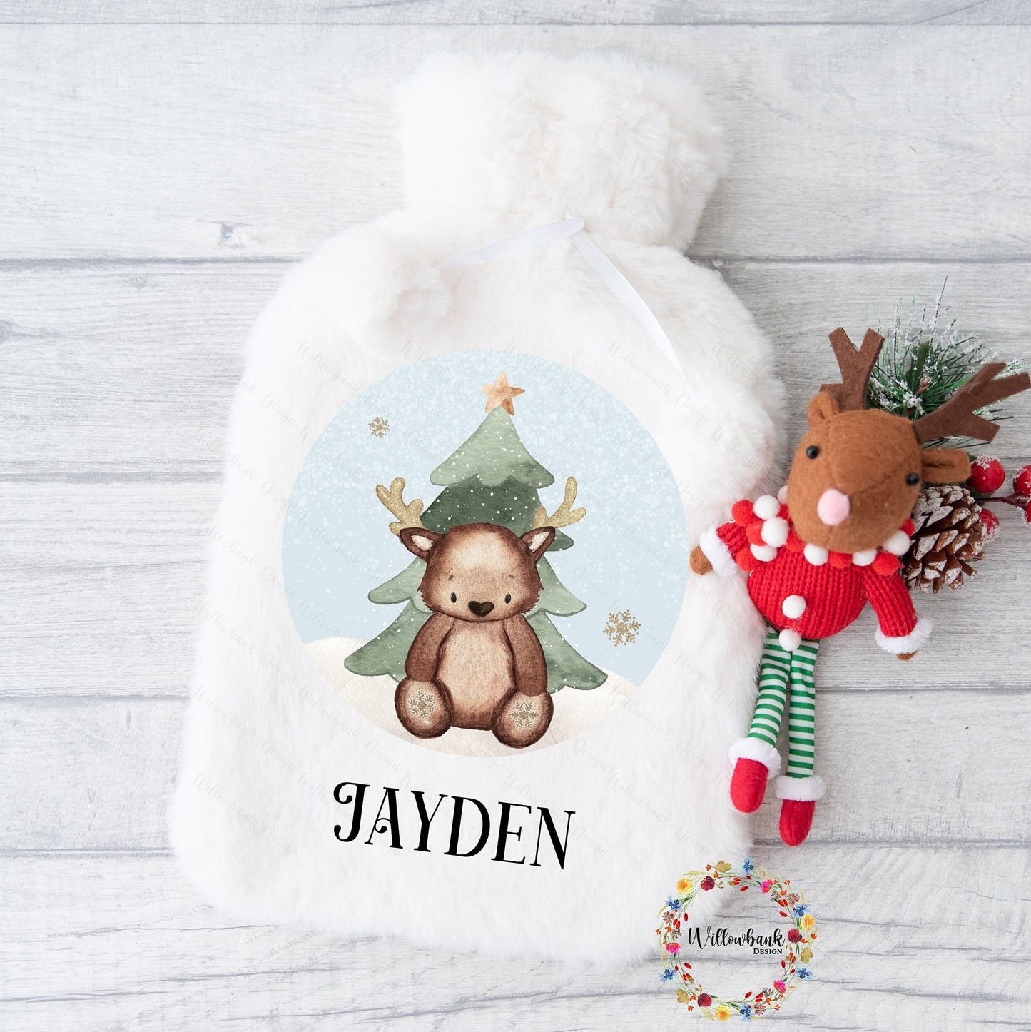 Personalised Hot Water Bottle l Santa l Father Christmas l Reindeer l Children's Christmas Gift Idea l Stocking Filler