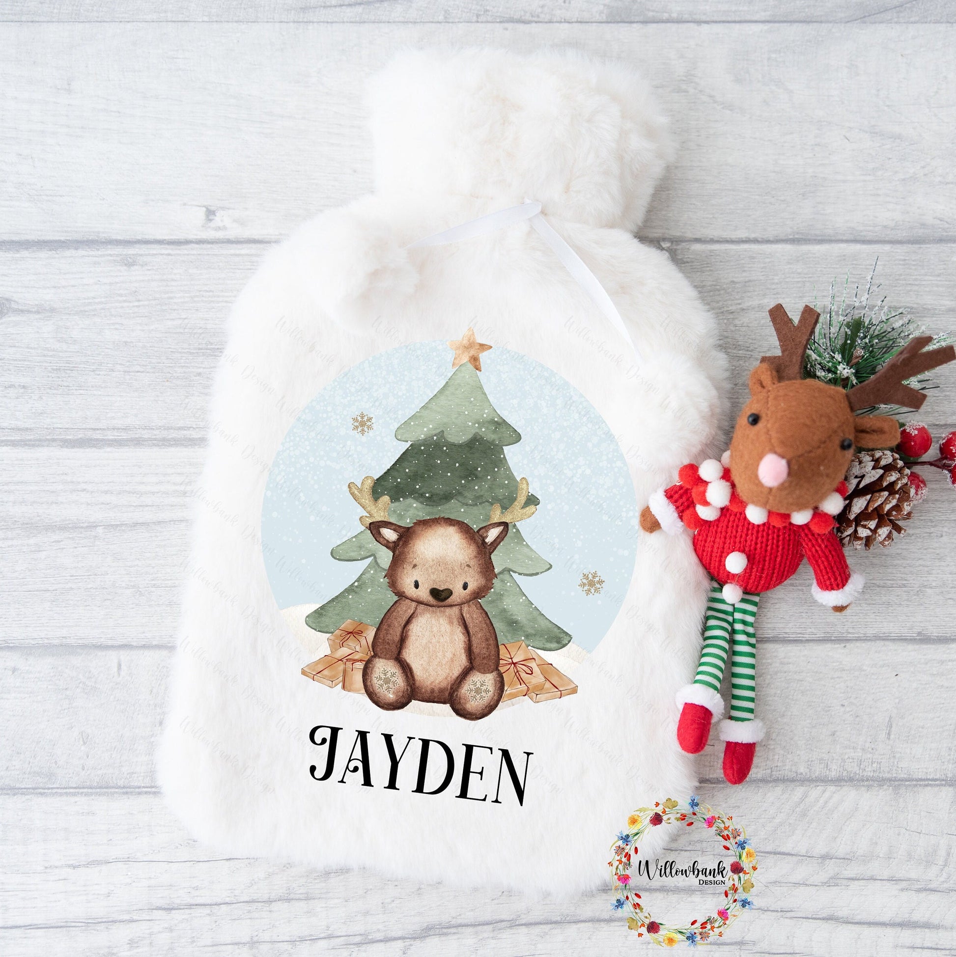 Personalised Hot Water Bottle l Santa l Father Christmas l Reindeer l Children's Christmas Gift Idea l Stocking Filler