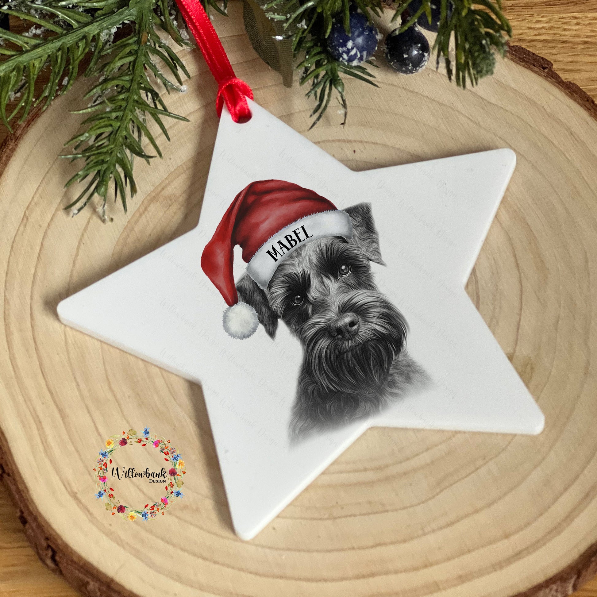 Miniature Schnauzer Christmas Tree Star Decoration l Black Schnauzer l Dog Lover l Santa Dogs l Hanging Decoration l Hanging Ornament