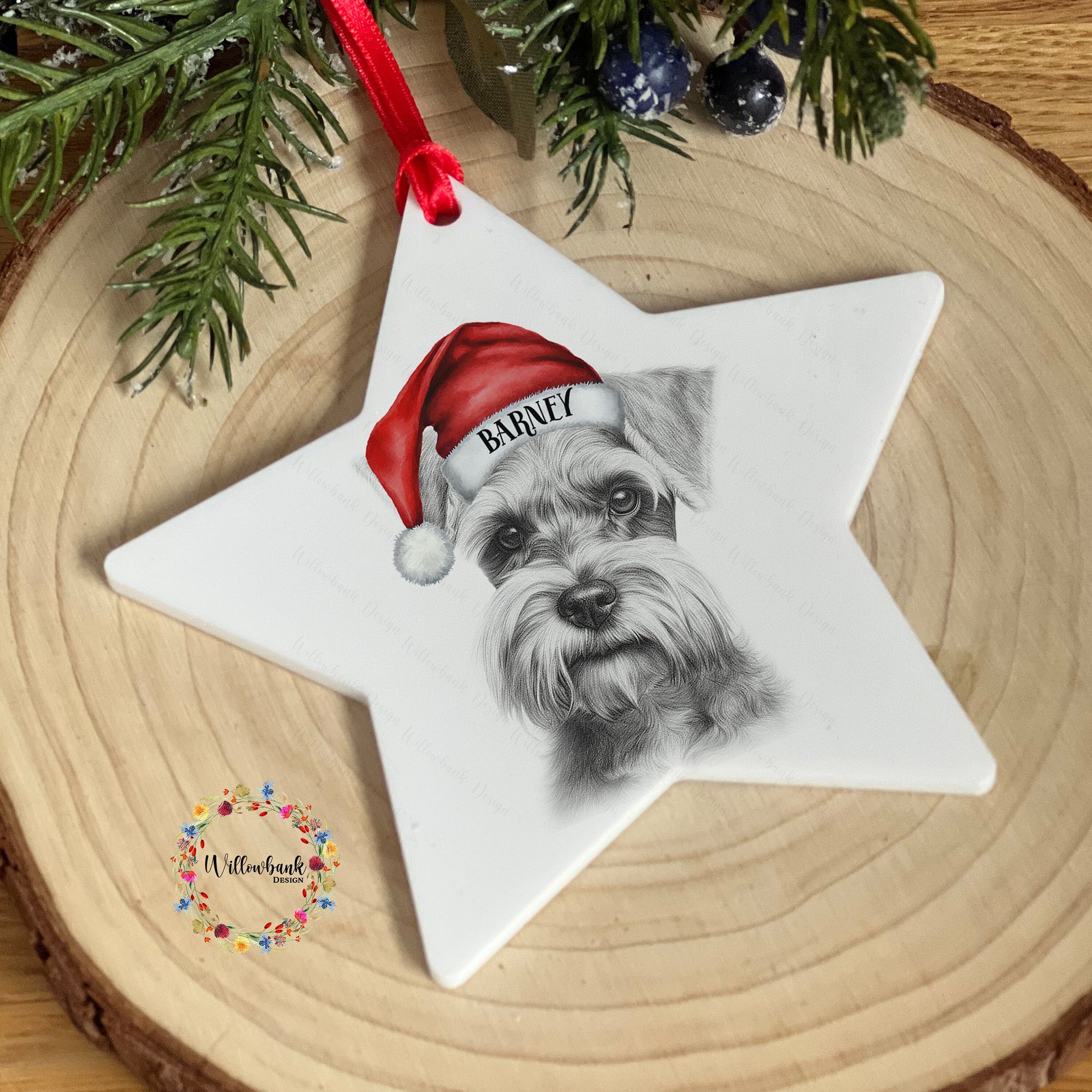 Miniature Schnauzer Christmas Tree Star Decoration l Black Schnauzer l Dog Lover l Santa Dogs l Hanging Decoration l Hanging Ornament