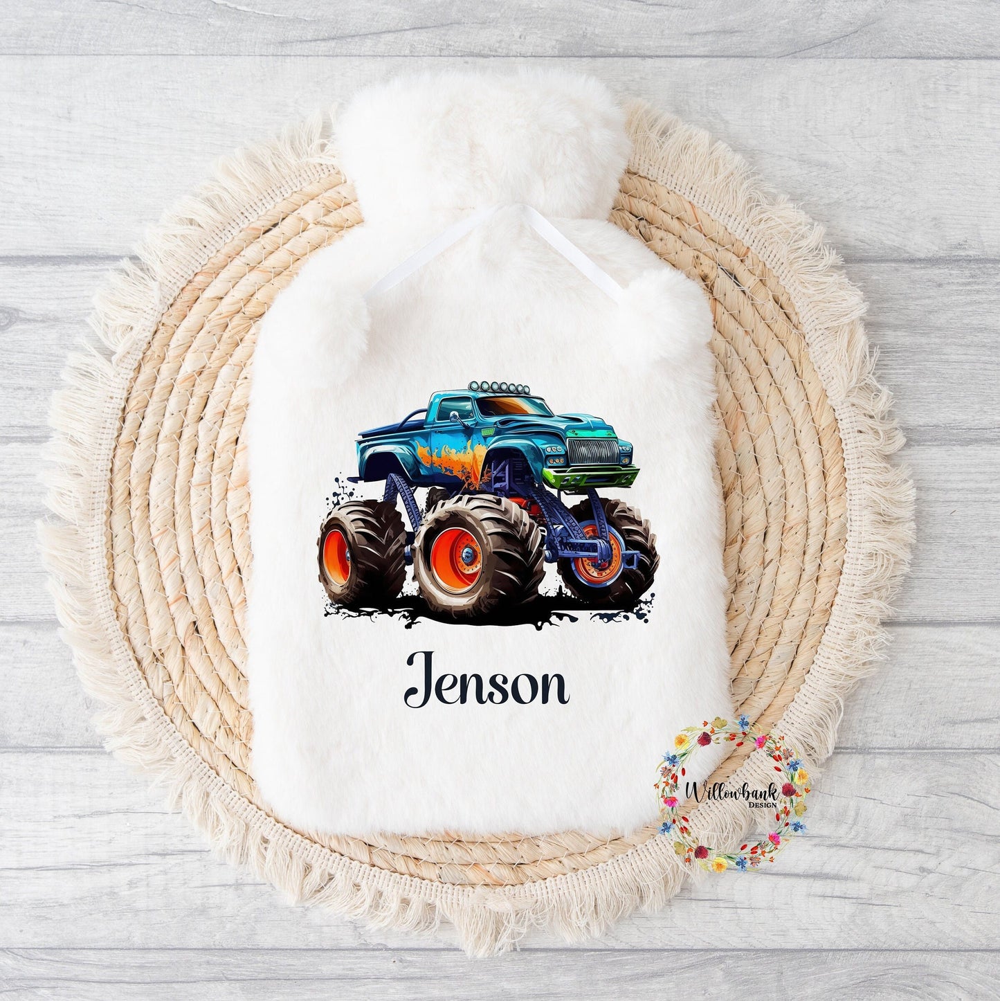 Personalised Hot Water Bottle l Monster Truck l Child Gift l Stocking Filler l Christmas Gift l Birthday Present