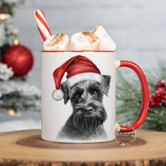 Personalised Sketchy Black Miniature Schnauzer Christmas 11oz Mug l Dog Lover l Santa Dogs l Puppy Gift