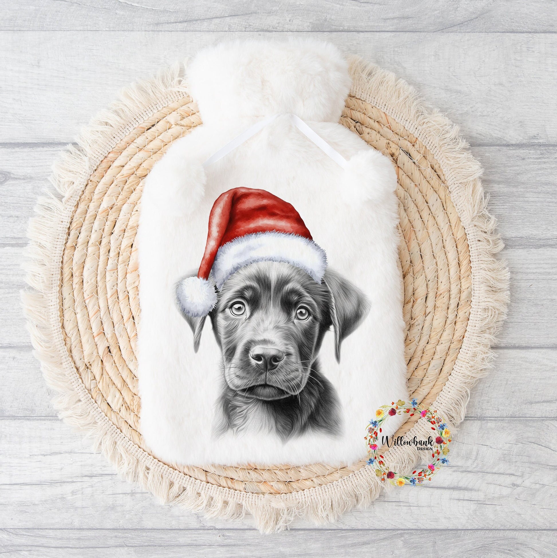 Personalised Labrador Hot Water Bottle l Christmas Gift Idea l Stocking Filler l Santa l Dog Lover Gift l Black Lab l Puppy Present