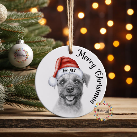 Personalised Sketchy Border Terrier Christmas Tree Decoration