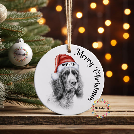 Personalised Sketchy Springer Spaniel Christmas Tree Decoration l Dog Lover l Santa Dogs l Hanging Decoration l Hanging Ornament