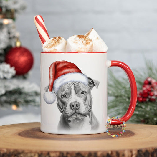 Personalised Sketchy Pitbull Christmas 11oz Mug l Dog Lover l Santa Dogs l Puppy Gift l Stocking Filler l Dog Mama