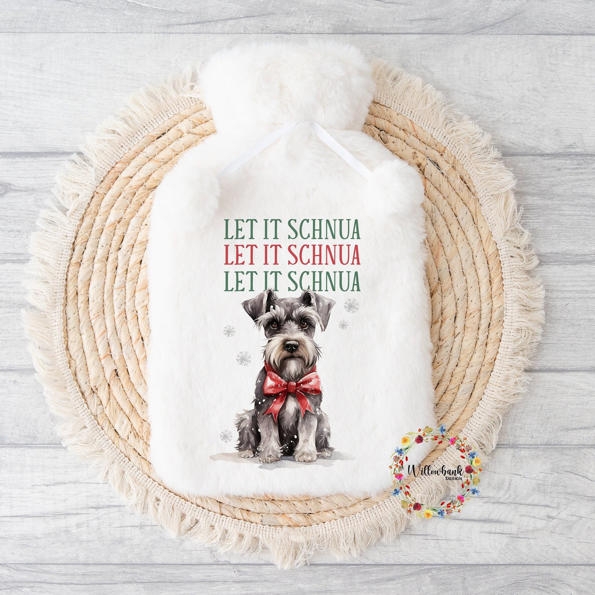 Miniature Schnauzer Hot Water Bottle l Santa l Father Christmas l Christmas Gift Idea l Stocking Filler l Dog Lover Gift