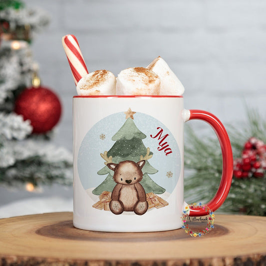 Personalised Christmas Reindeer 11oz Mug l Children's Christmas Mug l Hot Chocolate Mug l Christmas Eve l Stocking Filler l Christmas Tree