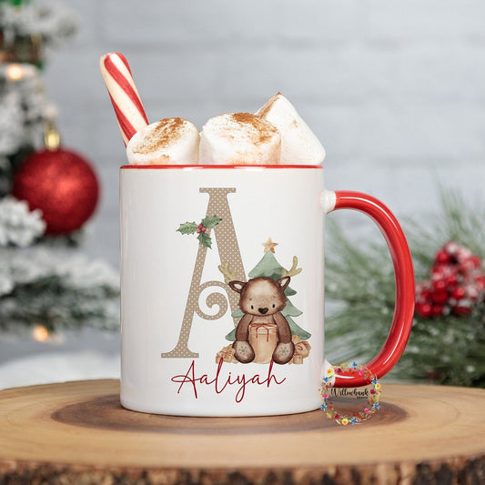 Personalised Christmas Reindeer 11oz Mug l Children's Christmas Mug l Hot Chocolate Mug l Christmas Eve l Stocking Filler l Christmas Tree