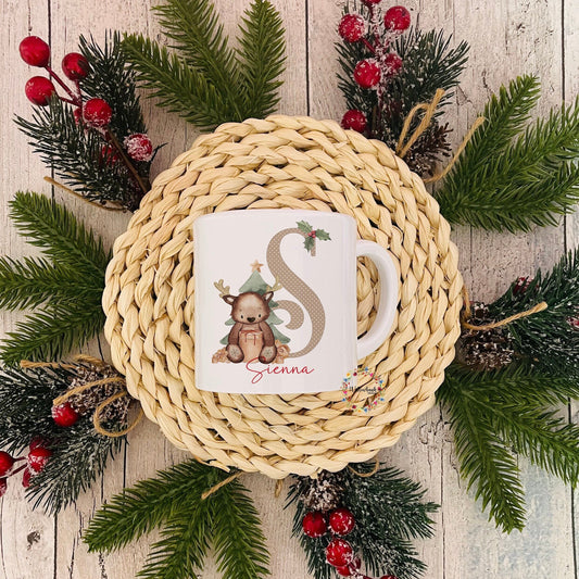 Personalised Christmas Reindeer 6oz Mug l Children's Christmas Mug l Hot Chocolate Mug l Christmas Eve l Stocking Filler l Christmas Tree