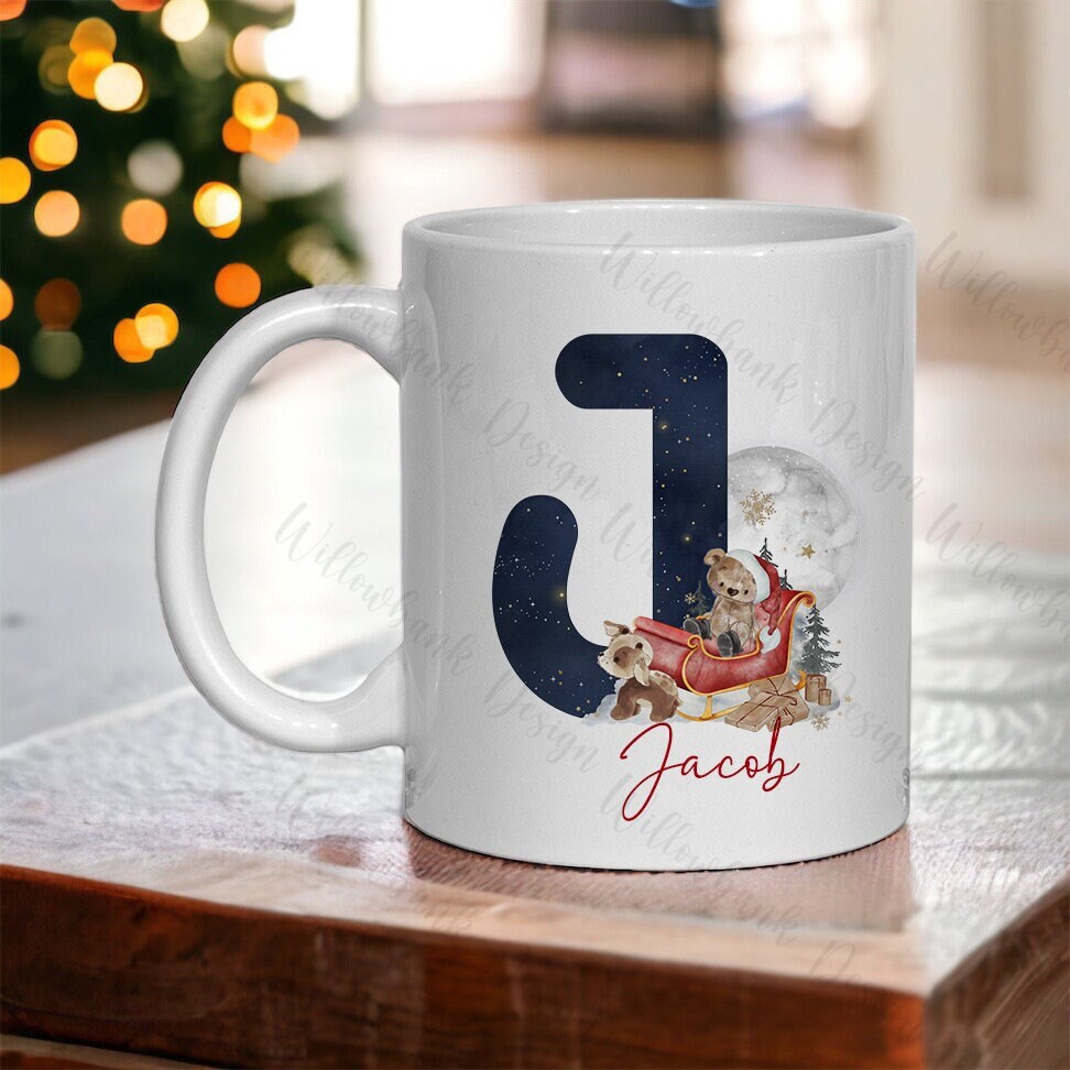 Personalised Christmas Santa Claus Sleigh 11oz Mug l Children's Christmas Mug l Hot Chocolate Mug l Christmas Eve l Stocking Filler