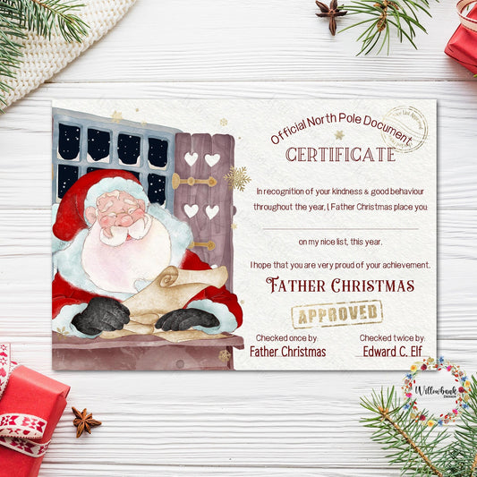 Personalised Nice List Certificate l Father Christmas l Santa Claus l Letter From The North Pole