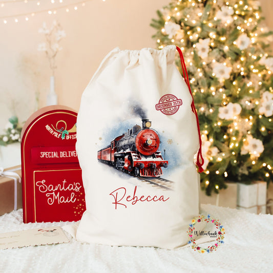 Personalised North Pole Express Christmas Train Sack l Personalised Christmas Sack l Xmas Sack l Christmas Eve l Steam Train