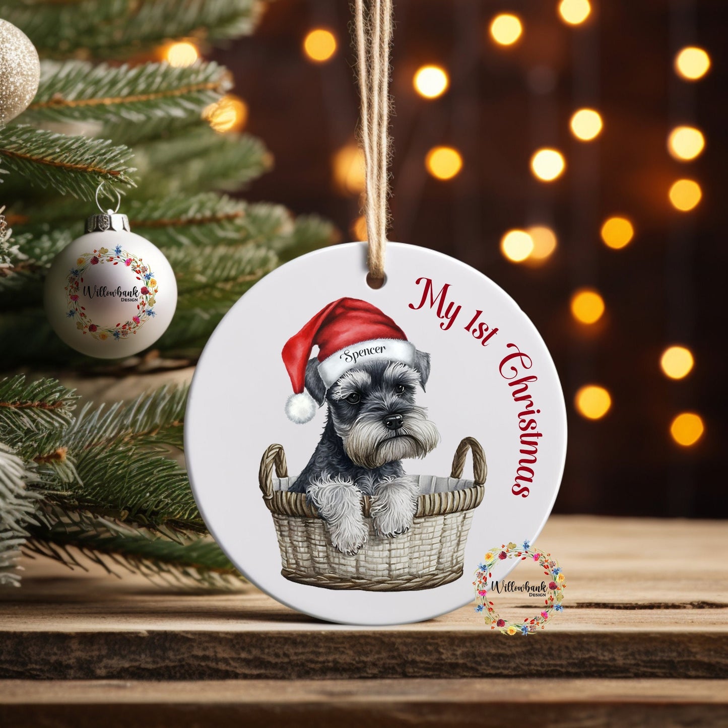 Personalised Miniature Schnauzer First Christmas Tree Decoration