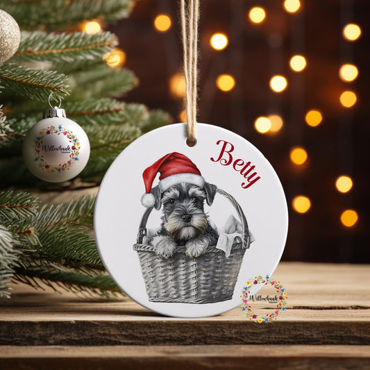 Personalised Miniature Schnauzer Christmas Tree Decoration l Dog Lover l Santa Dogs l Hanging Decoration l Hanging Ornament