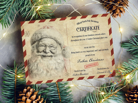 Personalised Nice List Certificate l Father Christmas l Santa Claus l Letter From The North Pole l Kindness Certificate