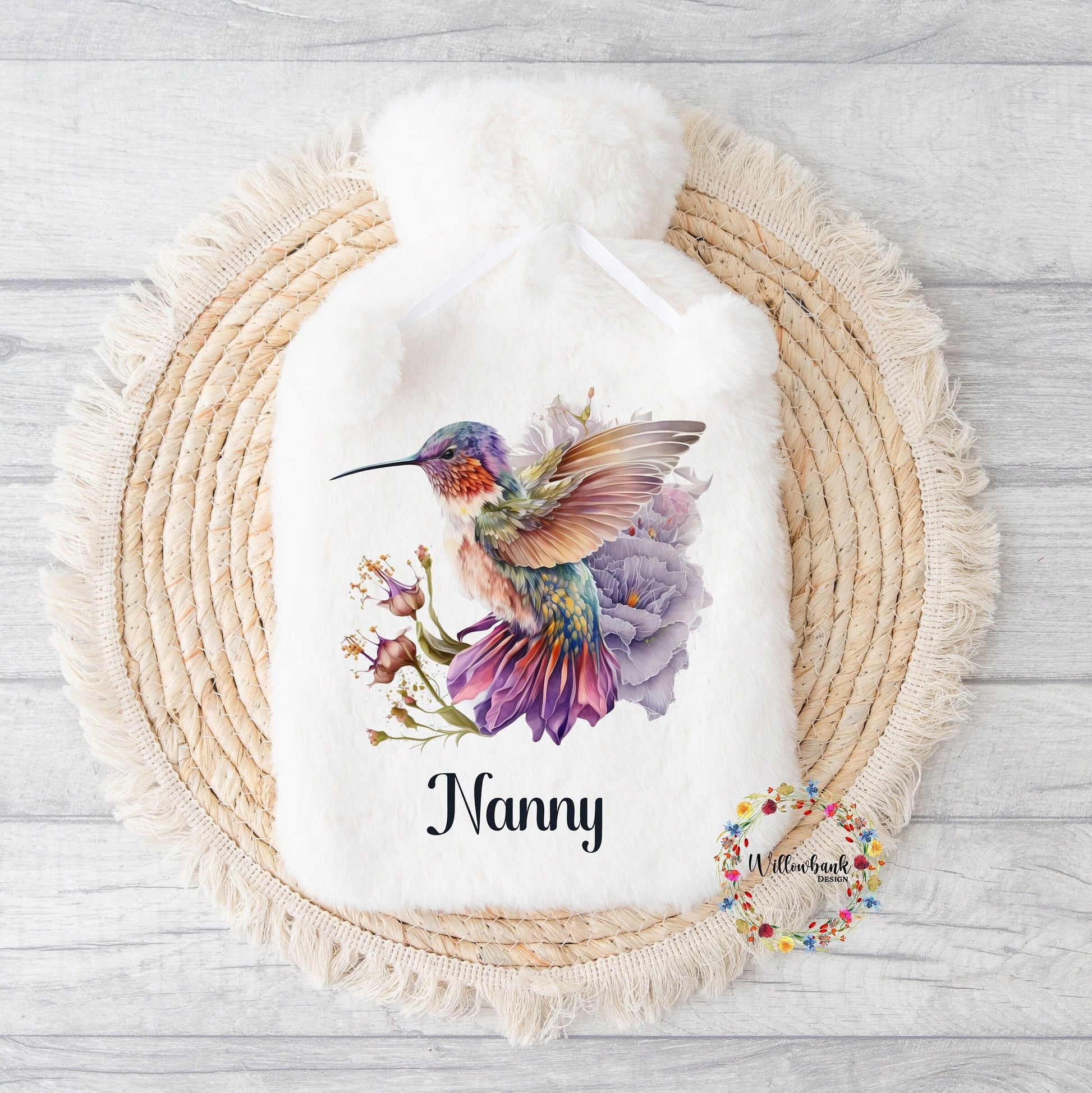 Personalised Hot Water Bottle l Hummingbird l Wildlife Gift l Gift For Mum l Stocking Filler l Christmas Gift l Birthday Present