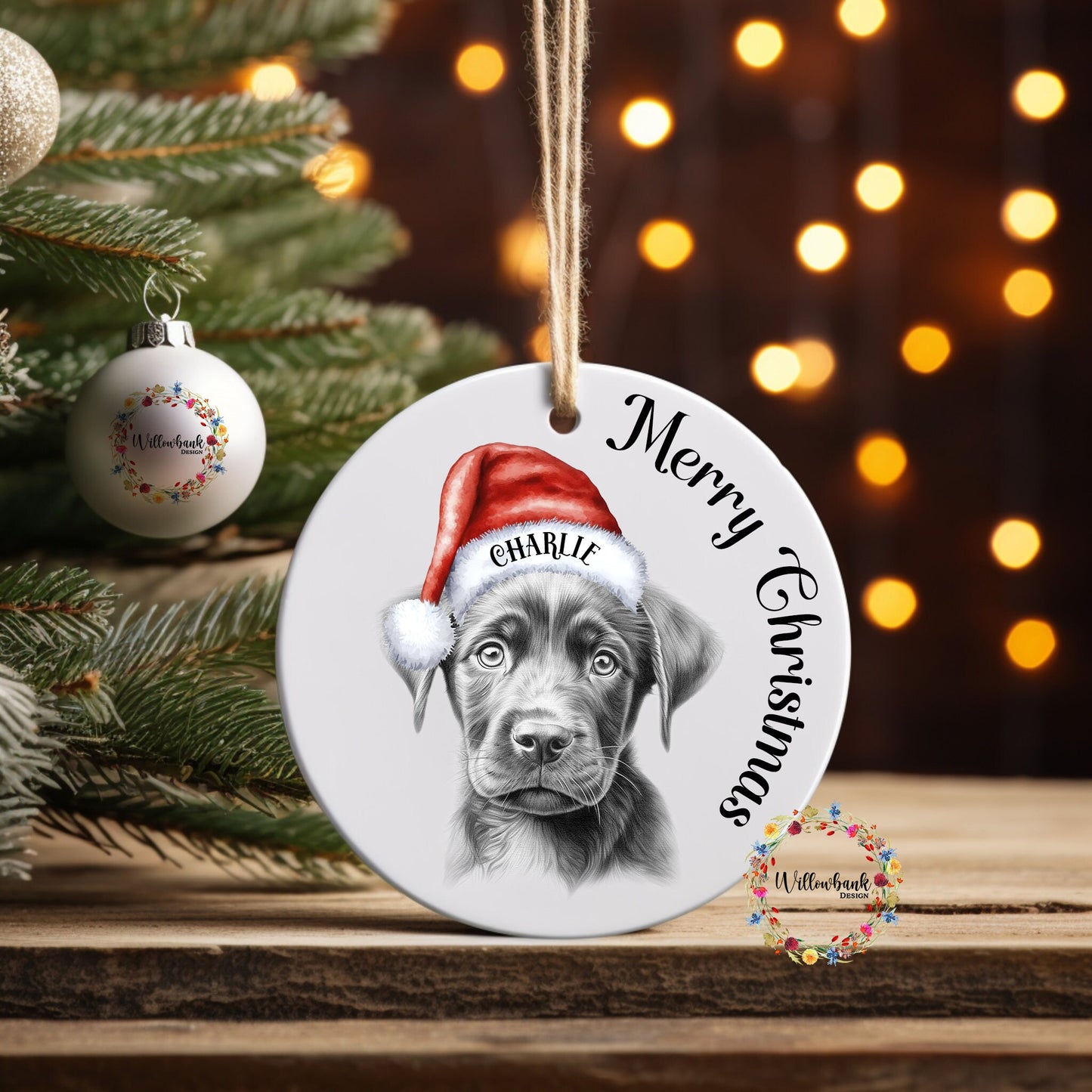 Personalised Sketchy Labrador Christmas Tree Decoration l Dog Lover l Santa Dogs l Hanging Decoration l Hanging Ornament l Black Lab l Choc