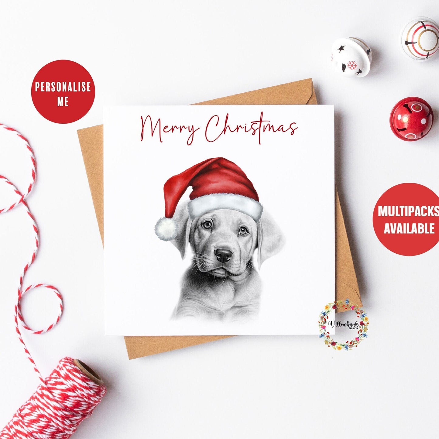 Multipack Personalised Labrador Christmas Card l Dog Lover Festive Card l Santa Dogs l Dog Mama l Puppy Xmas Card