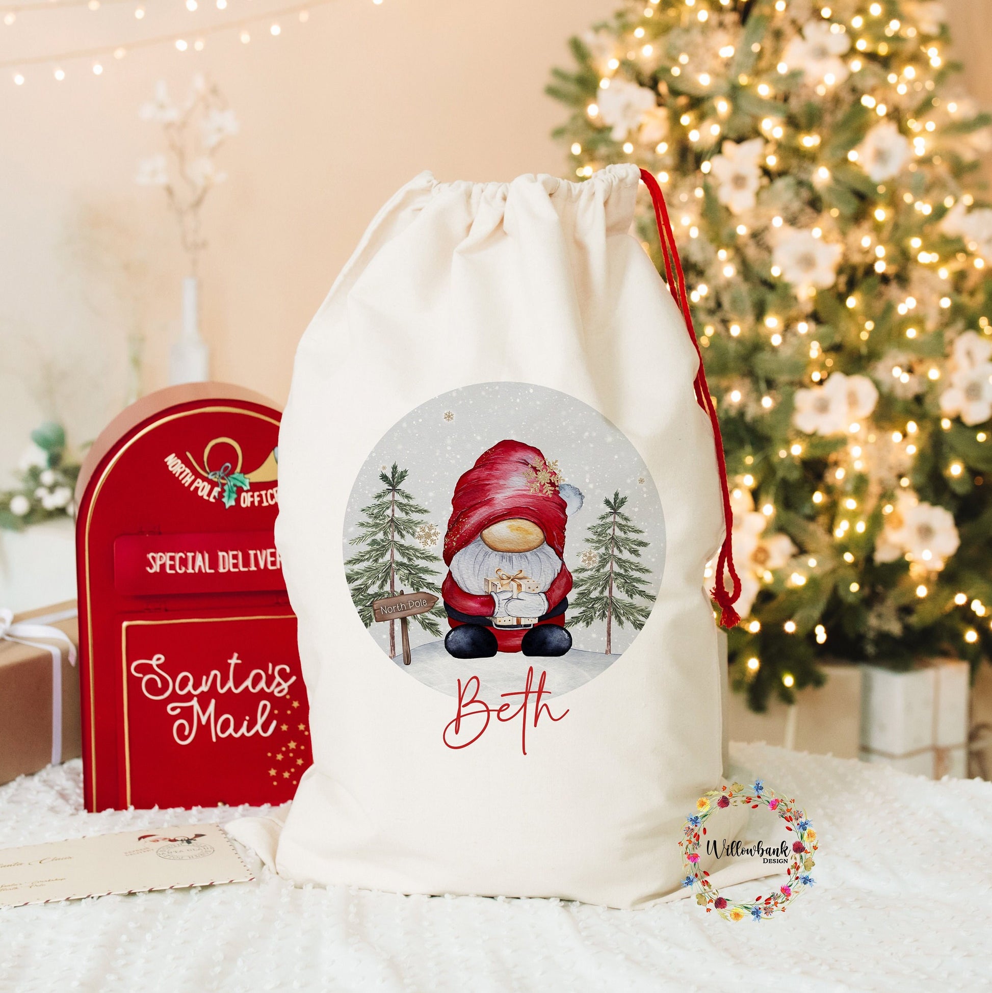 Personalised Santa Claus Gonk Christmas Sack l Personalised Christmas Sack l Mrs Claus l Xmas Sack l Christmas Eve l Xmas Gnome