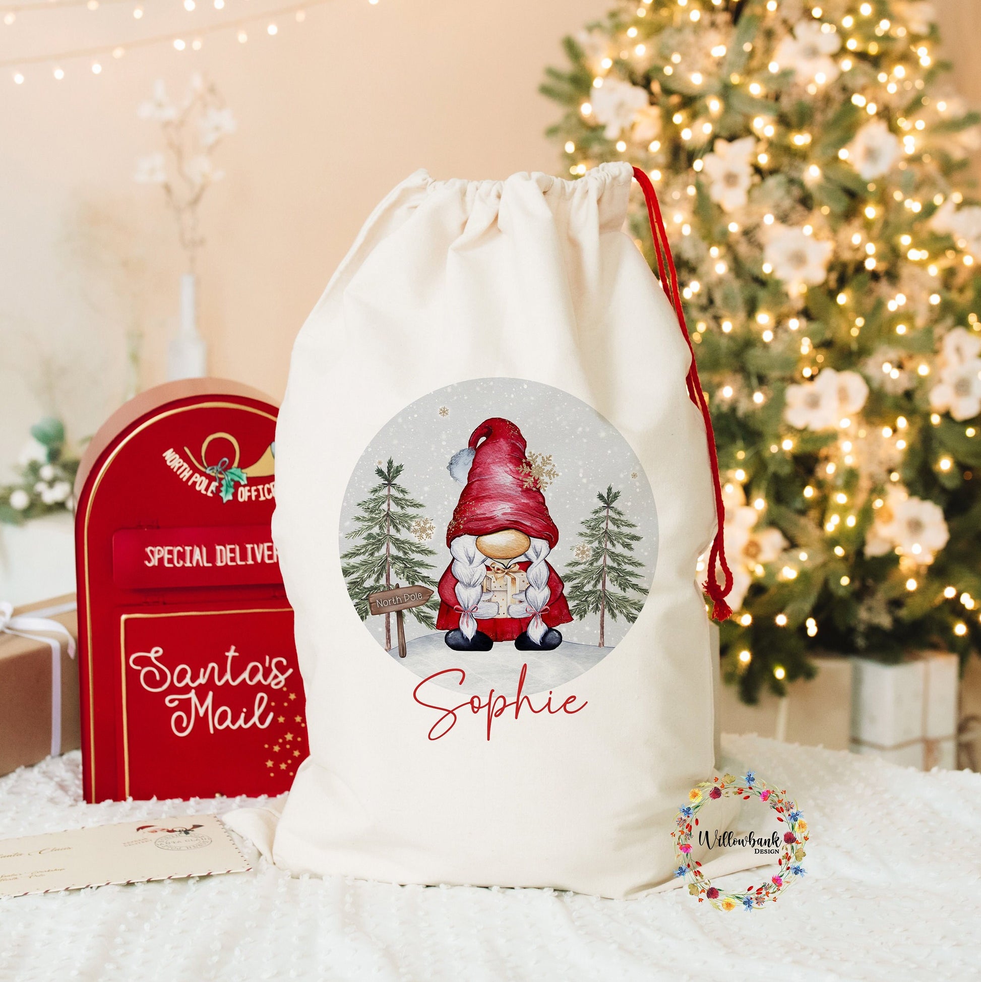 Personalised Santa Claus Gonk Christmas Sack l Personalised Christmas Sack l Mrs Claus l Xmas Sack l Christmas Eve l Xmas Gnome