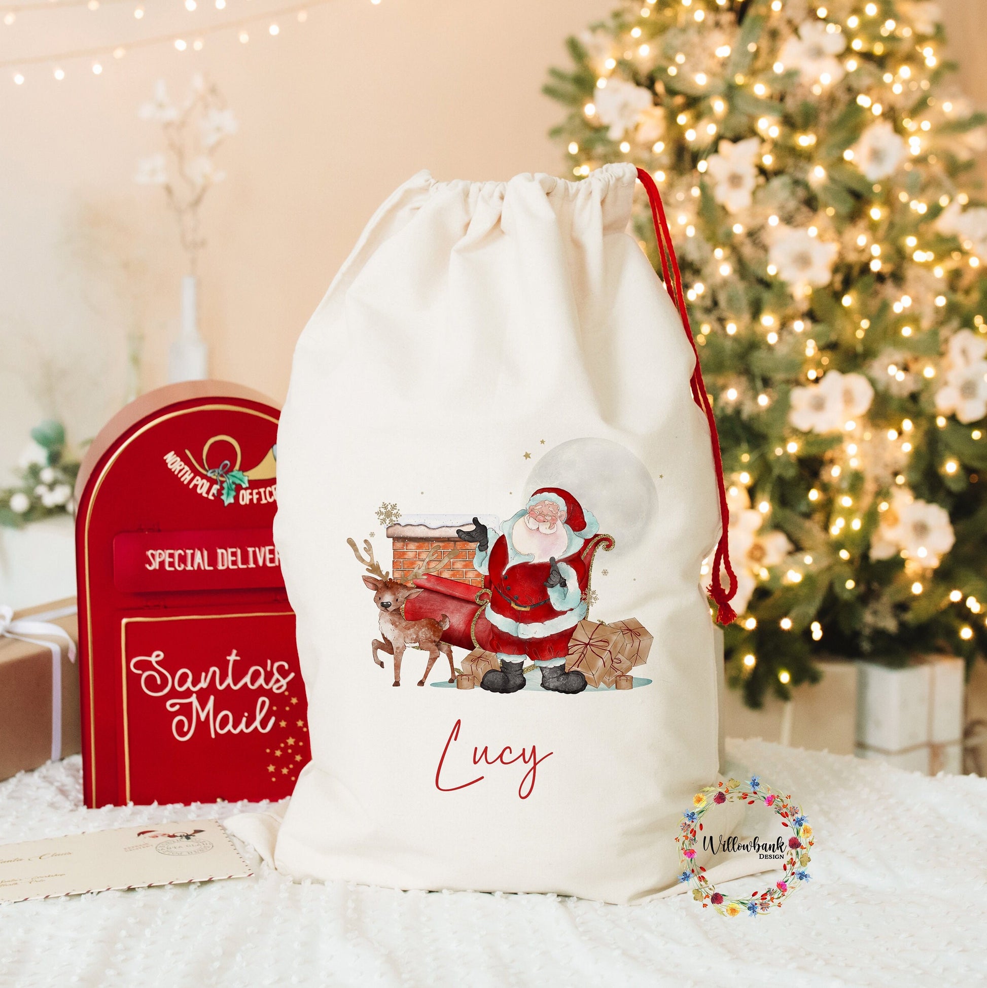 Personalised Santa Claus Sleigh Christmas Sack l Personalised Christmas Sack l Xmas Sack l Christmas Eve l Father Christmas