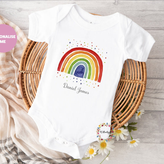 New Baby Rainbow Baby Vest l Onesie l Romper Bodysuit l Vest l New Baby Gift l Baby Shower l Unisex l Rainbow