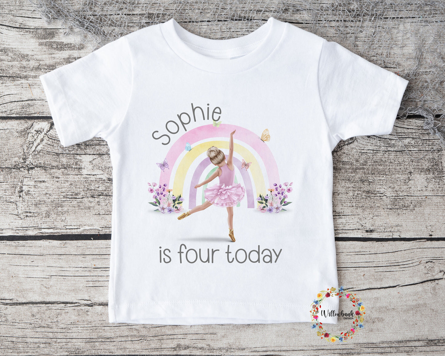 Personalised Happy Birthday Ballerina Tshirt