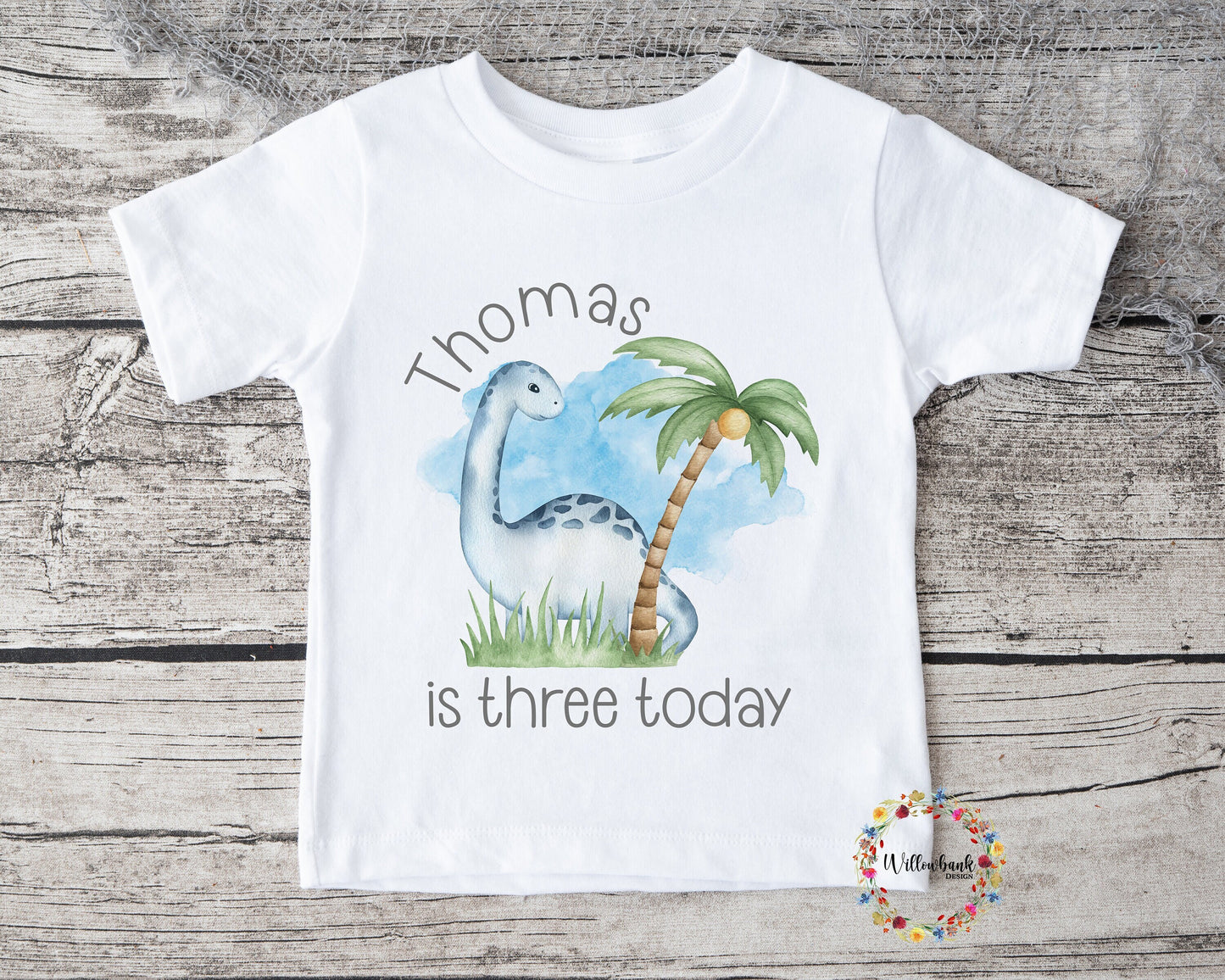 Personalised Happy Birthday Dinosaur Tshirt