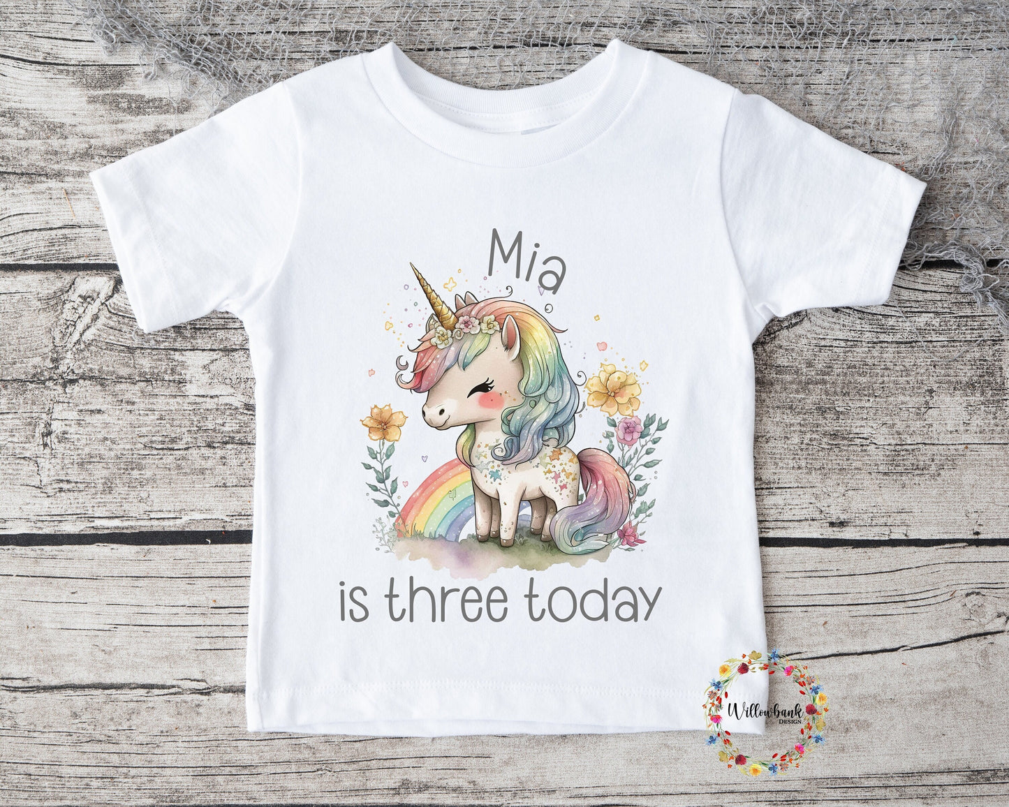 Personalised Happy Birthday Rainbow Unicorn Tshirt l First Birthday l Kids Birthday l Party Outfit l Custom Name