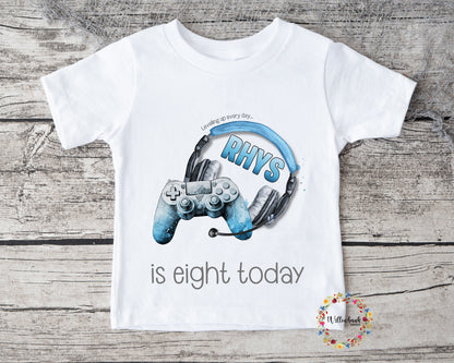 Personalised Happy Birthday Gamer Tshirt l Gaming l Kids Birthday l Party Outfit l Custom Name l Games Console