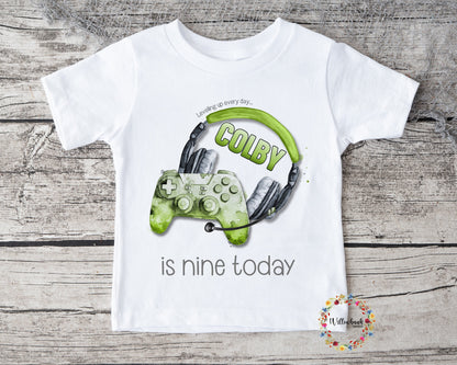 Personalised Happy Birthday Gamer Tshirt l Gaming l Kids Birthday l Party Outfit l Custom Name l Games Console