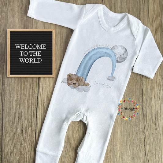 New Baby Teddy Bear Baby Grow l Onesie l Romper Bodysuit l Vest l New Baby Gift l Baby Shower l Unisex l Rainbow