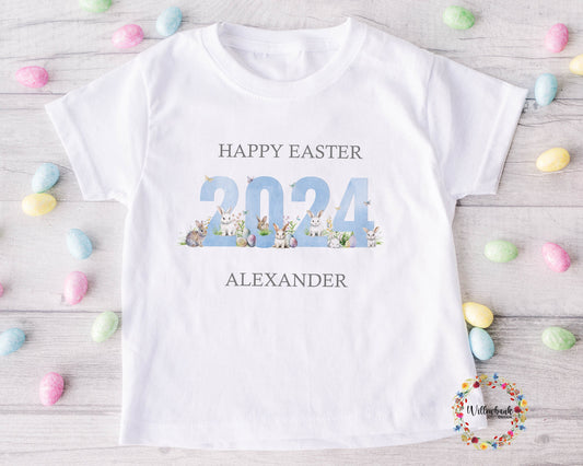 Personalised Happy Easter Tshirt l Easter Bunny Rabbit l Kid's Tee l Easter Outfit