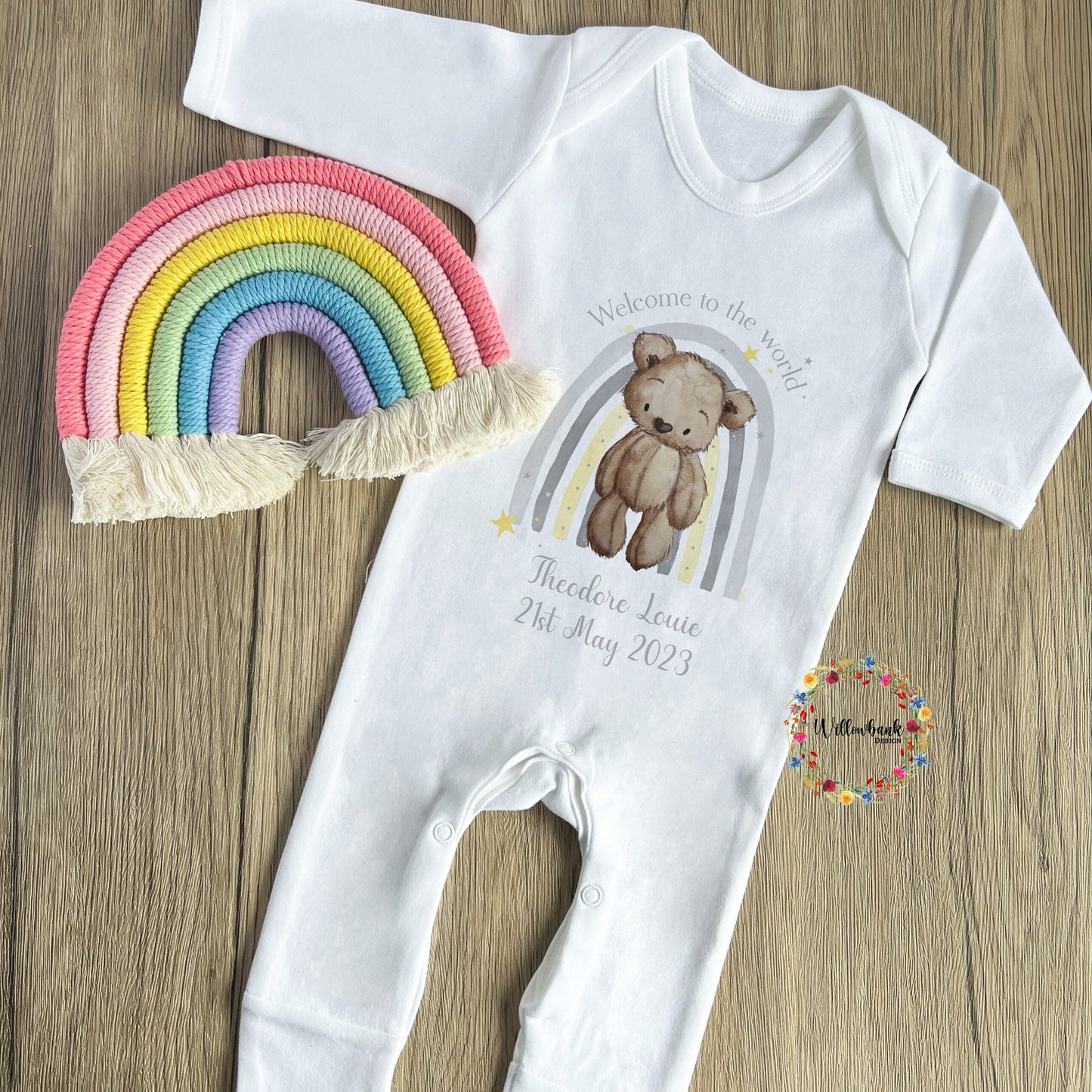 New Baby Teddy Bear Baby Grow