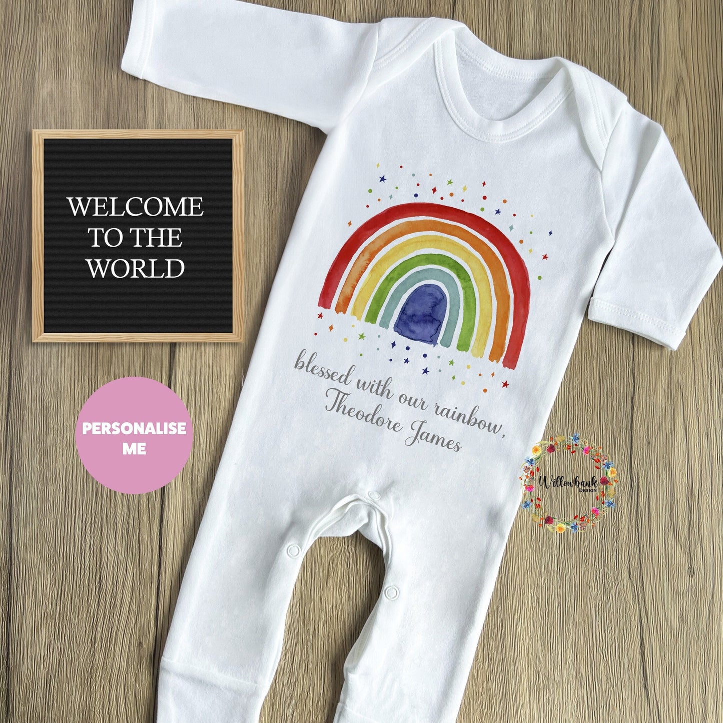 New Baby Rainbow Baby Grow l Onesie l Romper Bodysuit l Vest l New Baby Gift l Baby Shower l Unisex l Rainbow