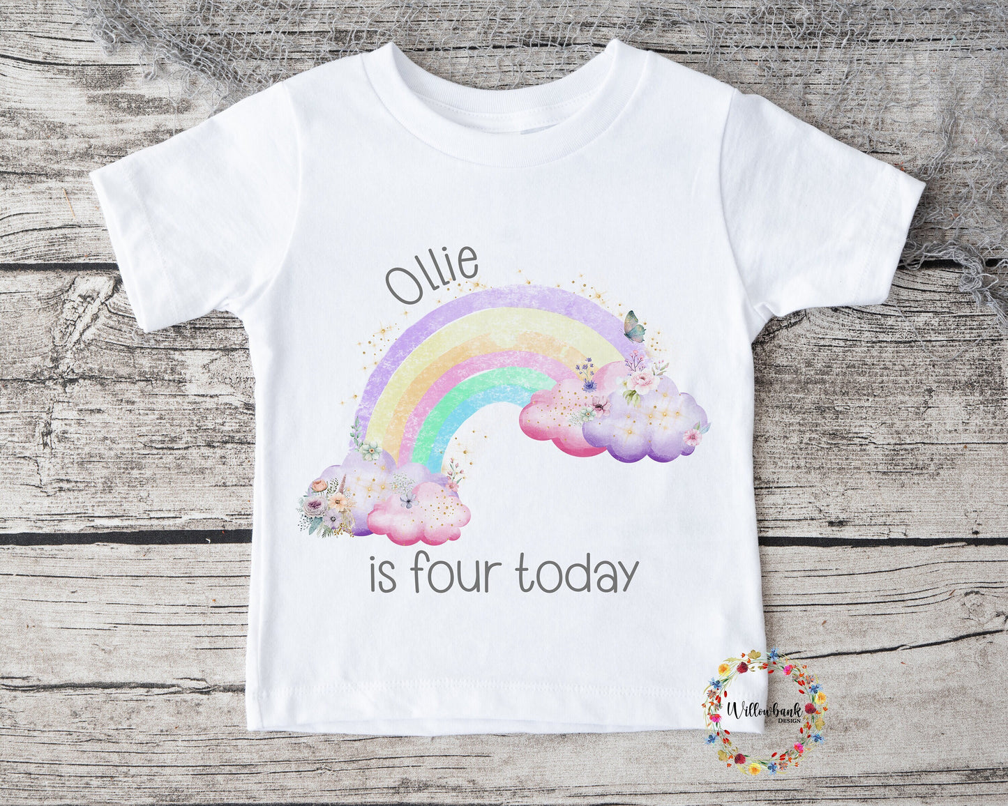 Personalised Happy Birthday Rainbow Tshirt