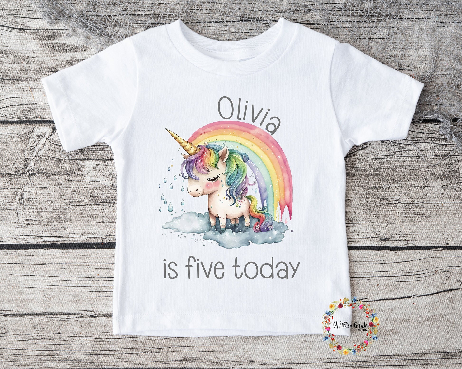 Personalised Happy Birthday Rainbow Unicorn Tshirt l First Birthday l Kids Birthday l Party Outfit l Custom Name