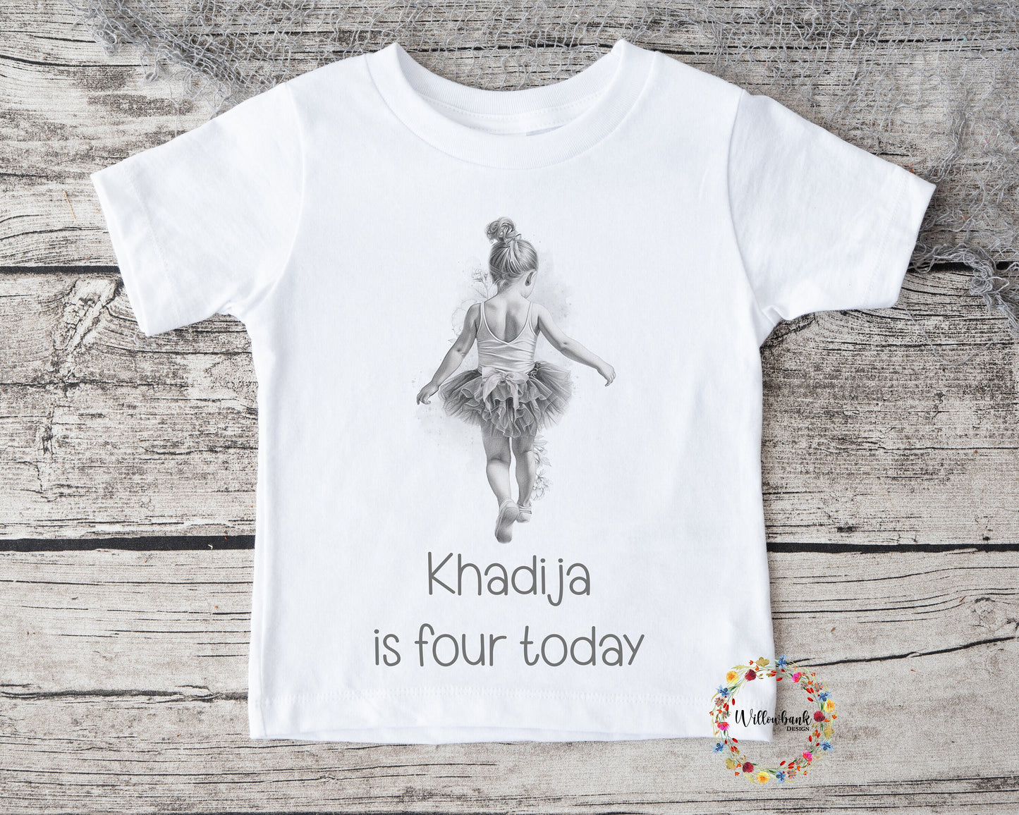 Personalised Happy Birthday Ballerina Tshirt