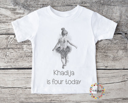 Personalised Happy Birthday Ballerina Tshirt